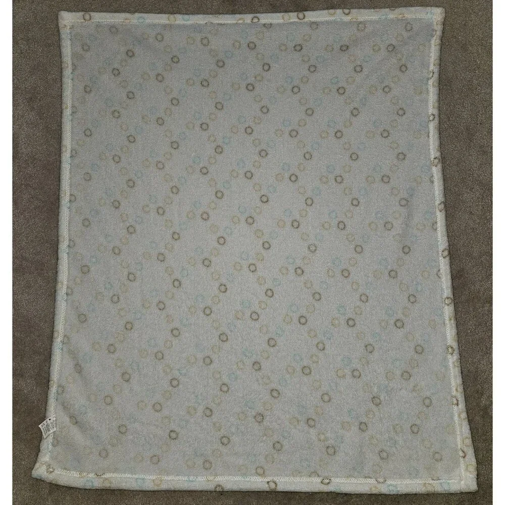 Cream Fleece Baby Blanket Brown Blue Tan Circles Dot 30